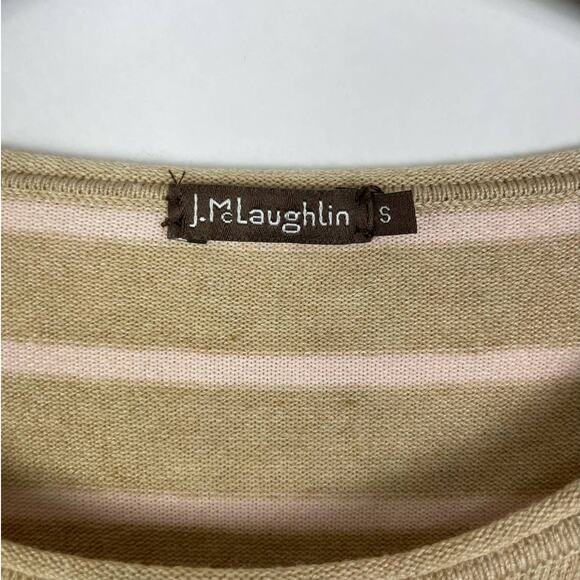 J. McLaughlin Poet Tan & Pink Stripe Modal Blend Long Sleeve Knit Sweater - Picture 6 of 7